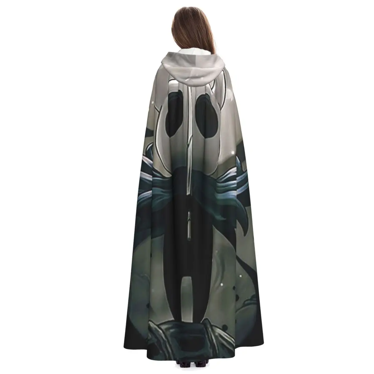 Mantello lungo con cappuccio da cavaliere cavo Costume medievale da strega Mantello cosplay HalloweenVampiro adulto unisex