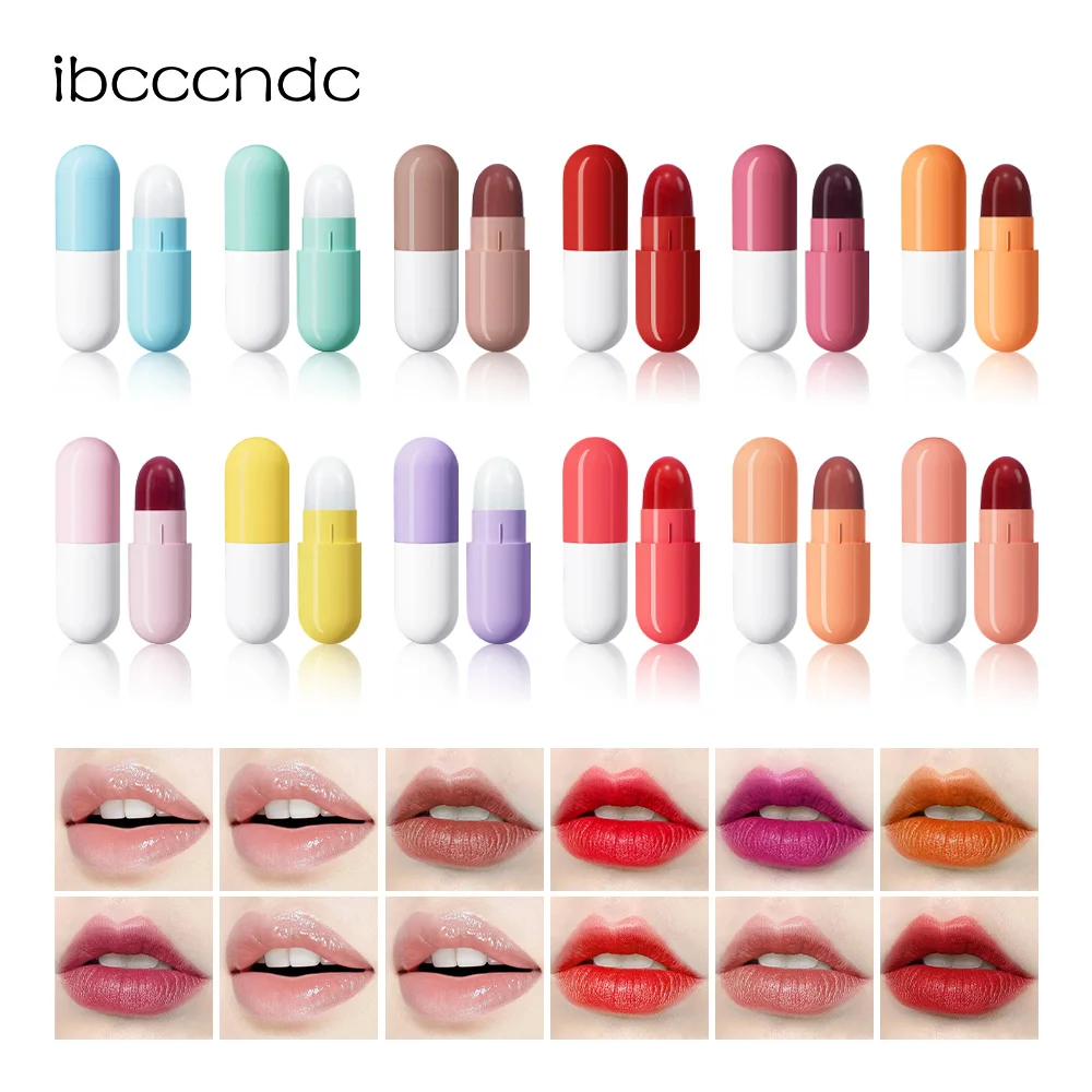 6Pcs Mini Capsule Lipstick Set Velvet Matte Long Lasting Portable Pill Shape Lip Makeup Waterproof Multi Shades Lip Cosmetic For Women
