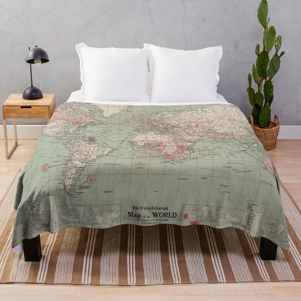 Vintage Map of The World (1918) Throw Blanket bed plaid Plaid on the sofa Blankets