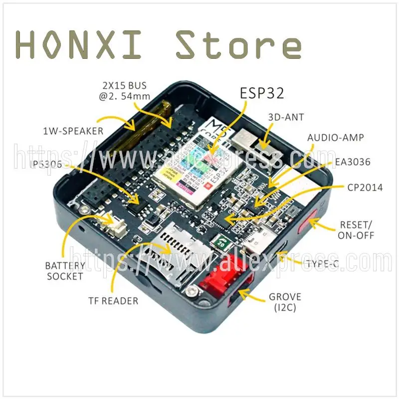 ESP32 Development Board Suite, Wi-Fi, Compatível Bluetooth, Módulo de Controle GROVE, M5Stack, 1PC