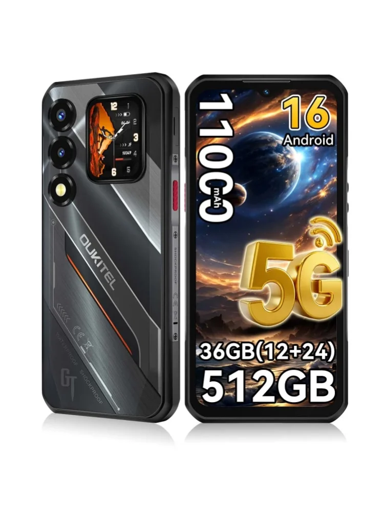 [Versand aus Polen] Oukitel WP66 Ultra-schlankes, robustes Smartphone, 36GB (12+24) RAM+512GB ROM, Dual-Screen mit zusätzlichem Sekundärdisplay, Dimensity 7000 5G-Chipsatz, 6,6" FHD+ 120Hz Bildschirm,
