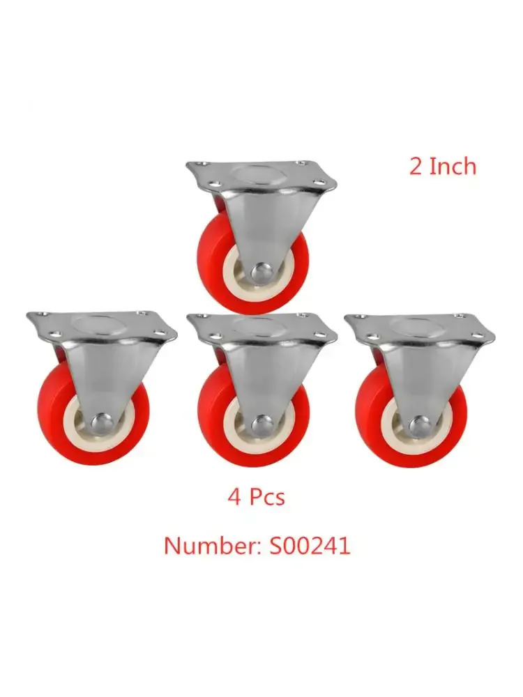 4 Pcs/Lot Casters 2 Inch Red Directional Wheel Light Pvc Plastic Fixed Height: 65mm Silent Furniture