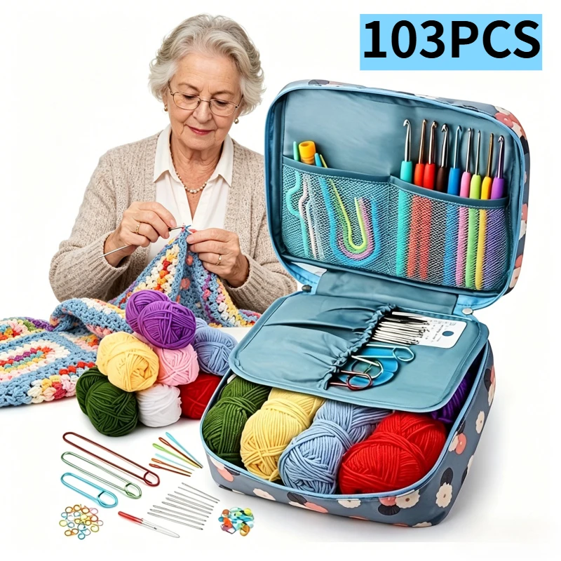 103-Piece Crochet & Knitting Kit