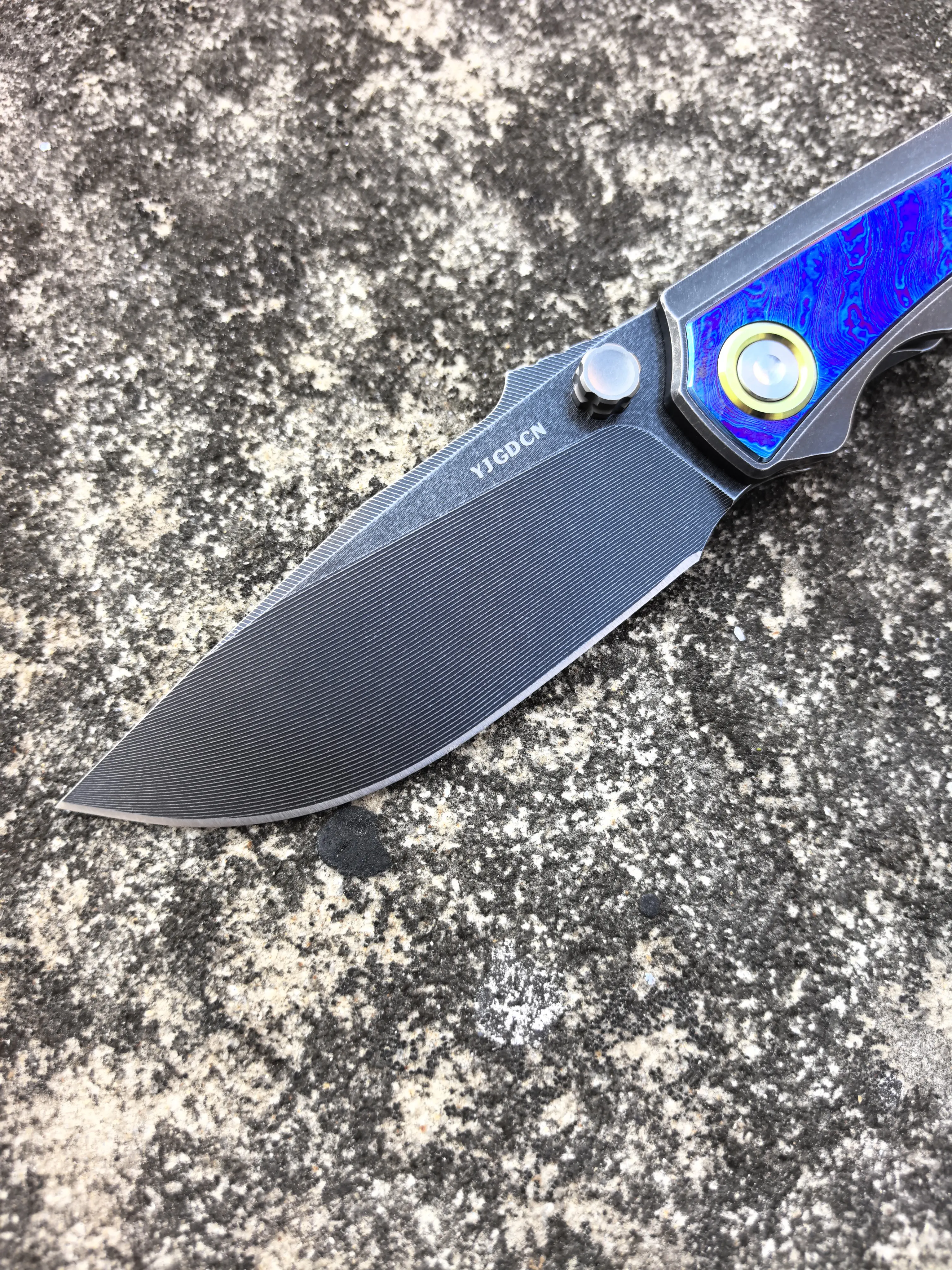 YJGDCN RIHE Design Folding Pocket Knife M390 powder steel Blade Titanium Handle Outdoor Camping Fishing EDC Tool YJ2524
