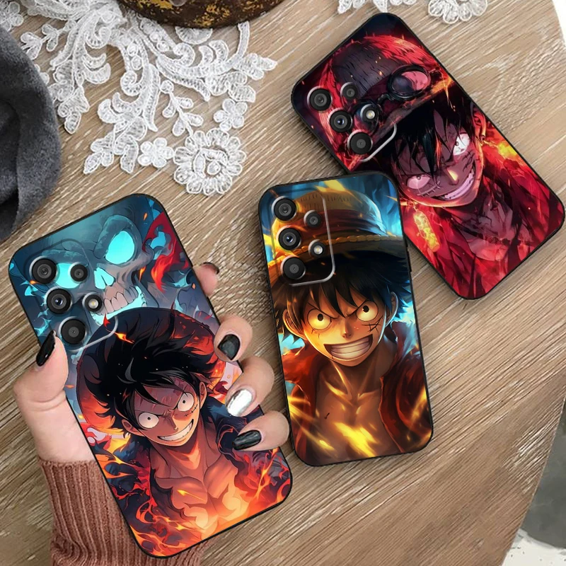 Luxury One P-Piece Anime For Samsung Note 20 10 Ultra Plus A31 A14 A12 A70 A34 A25 A04 A05 A15 A24 5G Black Soft Phone Case