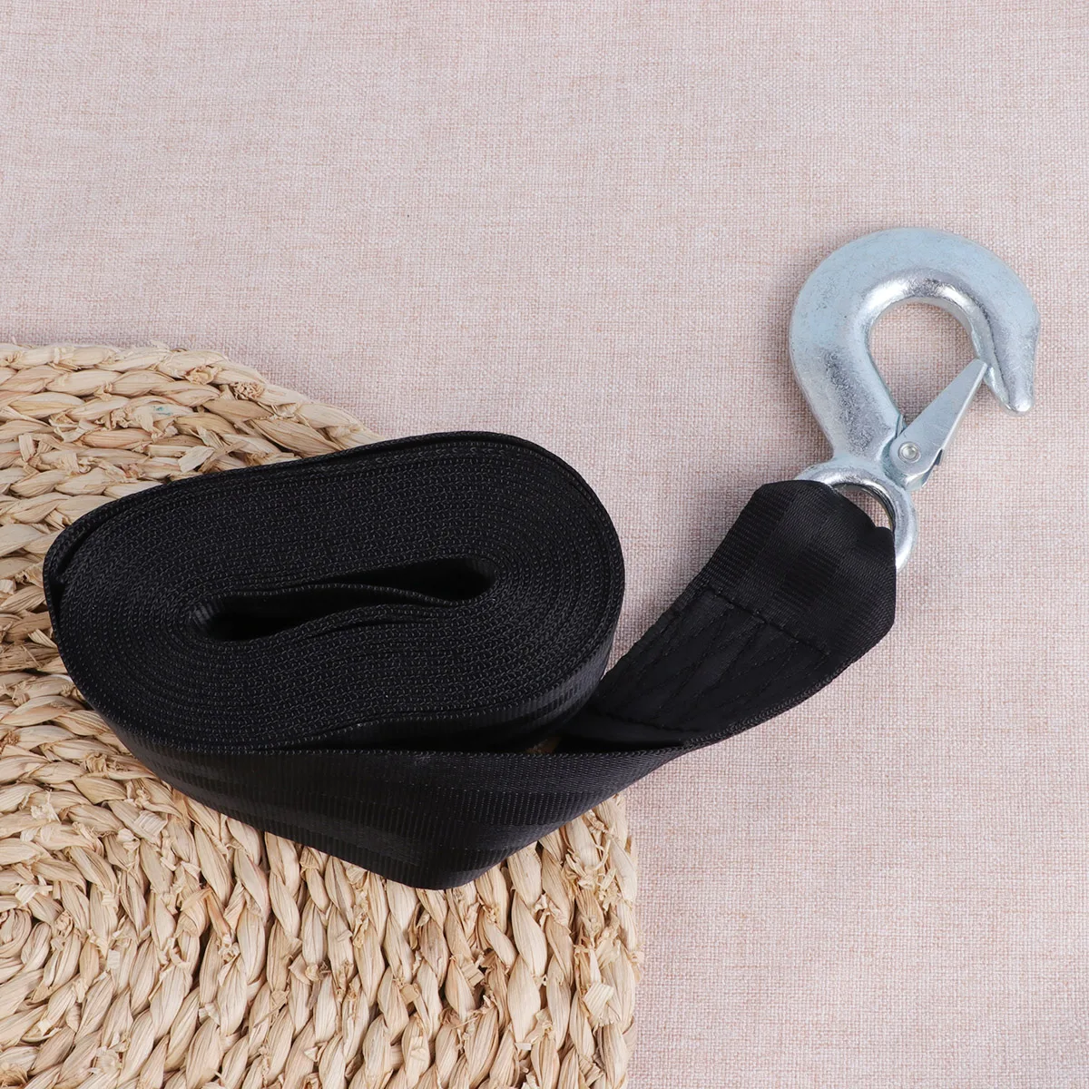 

1 Set 6m 2 Ton Car Trailer Rope Practical Durable Outdoor Kit Nylon Tow Rope Winch Strap Car Trailer with Snap Hook Black