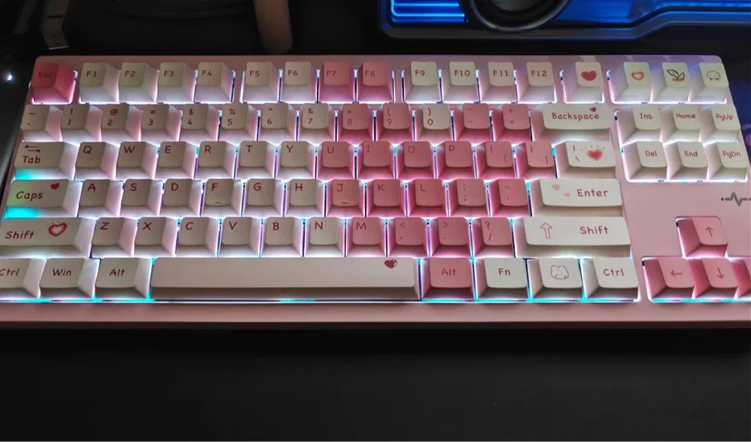 Peachy magnetic shaft mechanical keyboard keycaps pink love keycaps original / MOA highly adapted wooting