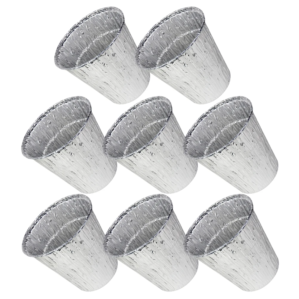 

8pcs Tin Foil Bucket Camping Grease Cup Barrel Aluminum Liners Silver Barbecue Grill Catcher Deep High Temperature Non Melting