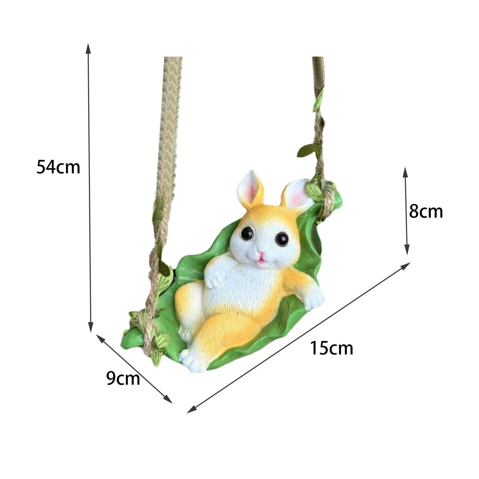 Resin Swinging Rabbit Statue Swing Garden Rabbit Statue Ornament Miniature Hanging Hammock Rabbit Statue for Yard Garden Lawn