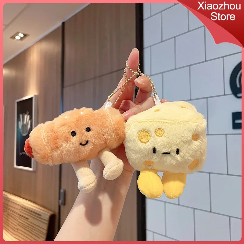 New Cute Cheese Hot Dog Plush Pendant Hamburger Doll Cartoon Keychain Plush Toy Charm Pendant for Car Children Gifts