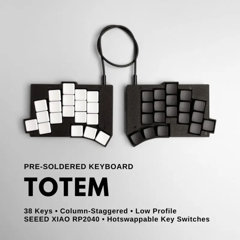 

TOTEM 38 клавиш, низкопрофильная проводная разделенная клавиатура Choc, комплект 3D-печати из смолы/Pla, отдельная клавиатура с возможностью горячей замены, эргономичная QMK/VIAL