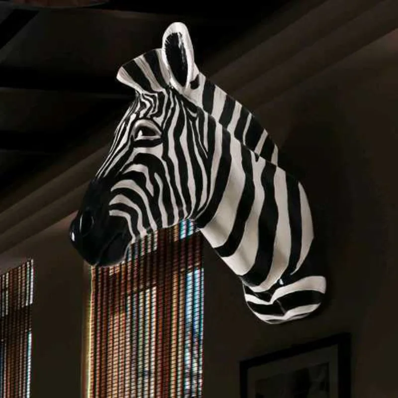 Zebra Head Wall Decoration Resin Wall Hanging Items Creative Decorative Ornaments for Living Room Novel Decorative Ornament