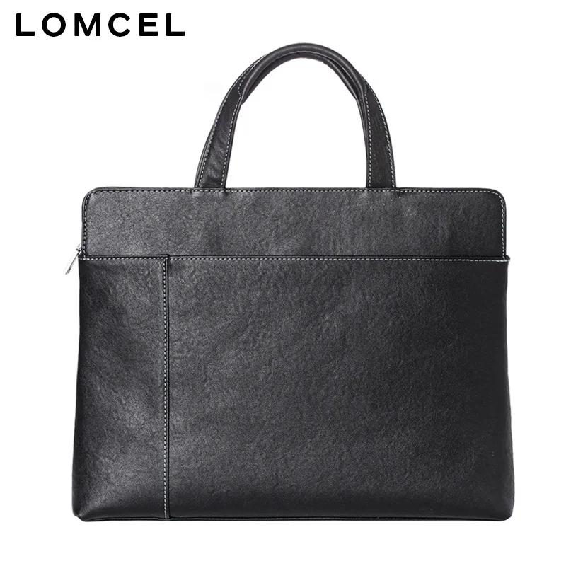 LOMCEL P85 Leather or soft leather men's fashionable handbag, single layer cowhide, crossbody style, suitable for business