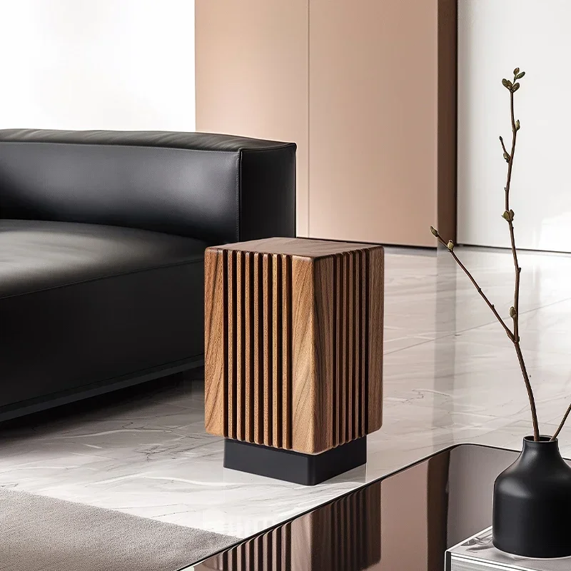AAA50 Italian Style, Striped Walnut Edge Few High-end Living Room Sofa, Side Table Bedside Table