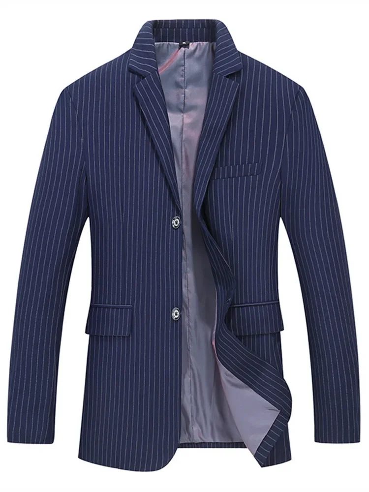 

2023 Men's Four Seasons New Business Casual Loose Striped Single Row Two Button Suit Blazers Plus Size XL-8XL Men's Top Clothes