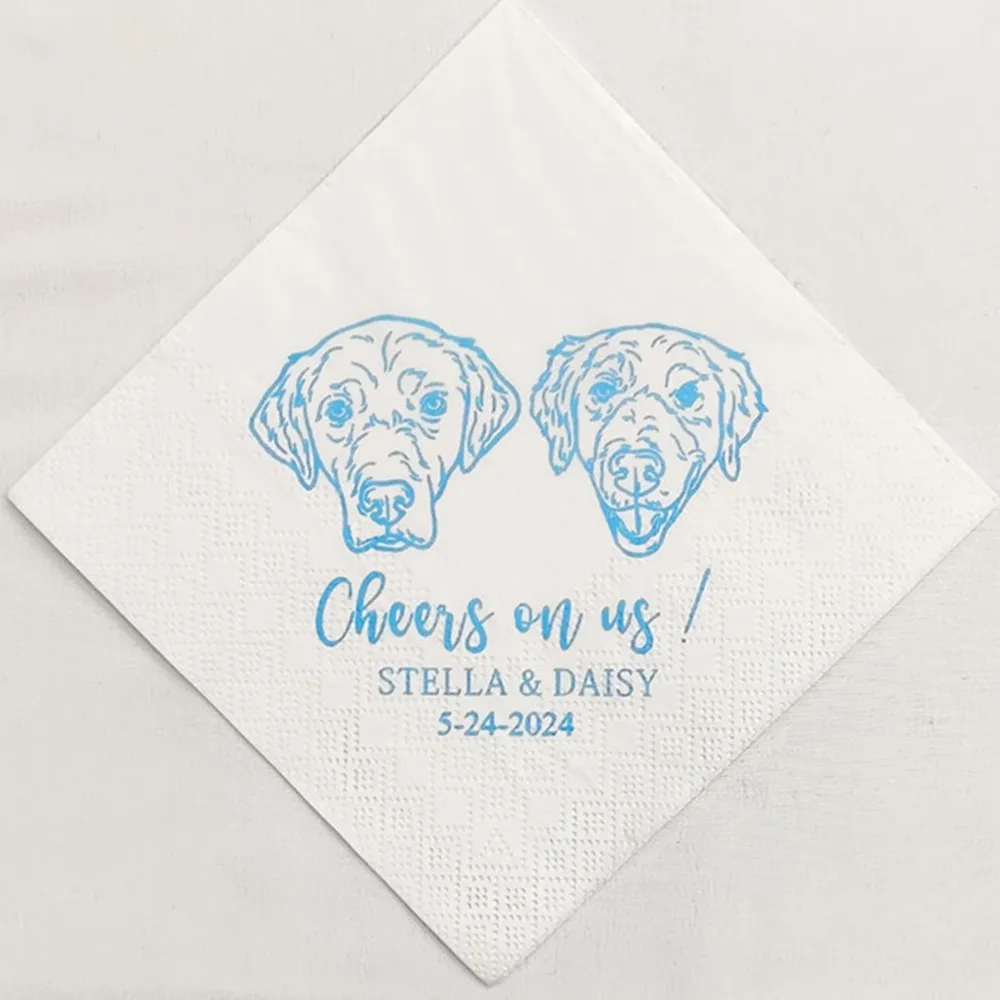 25pcsPersonalized Custom Pet Cocktail Napkins-Wedding Napkins-Dog Napkins-luncheon napkins-Cocktail Napkins-Wedding Drink Napkin