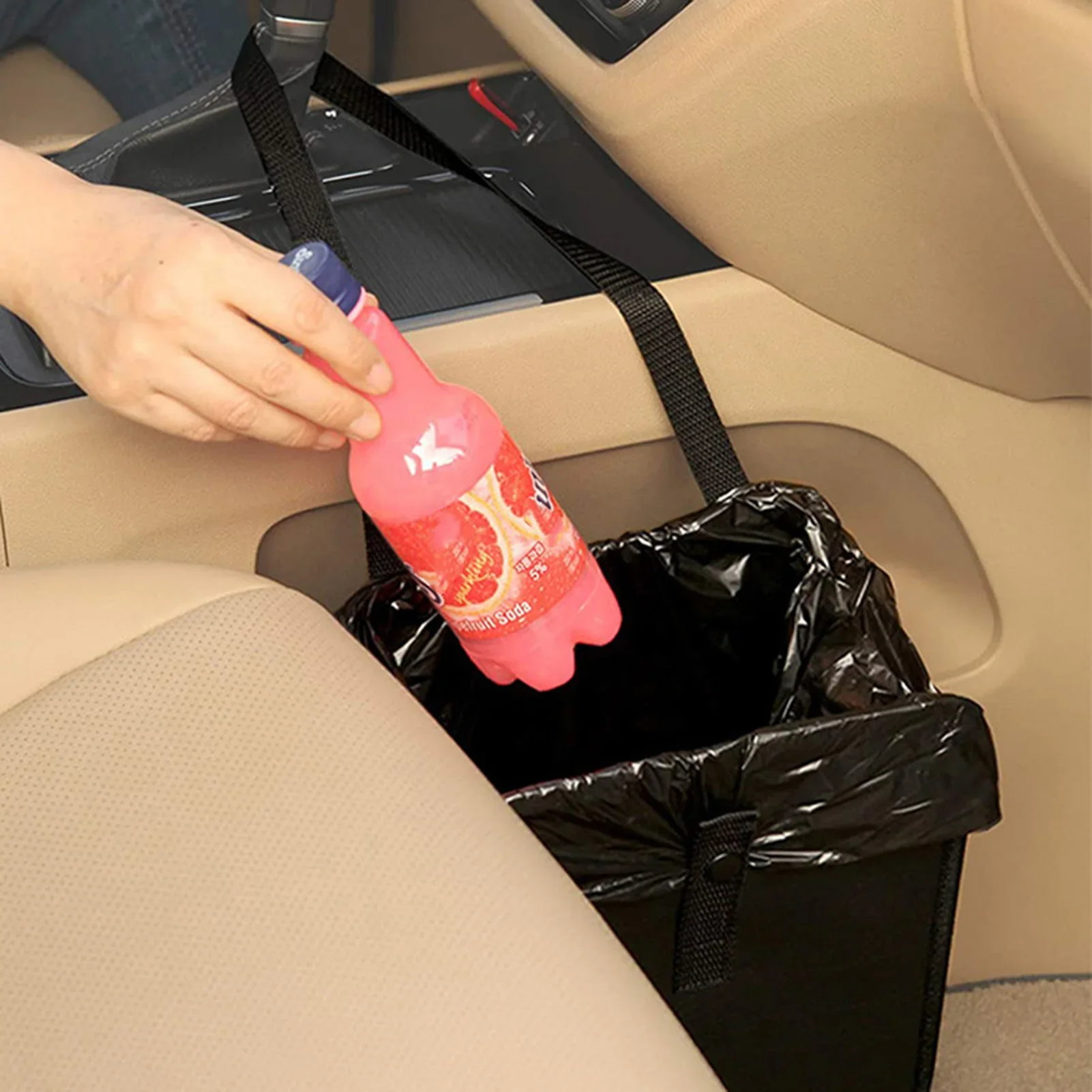 Auto-Mülleimer zum Aufhängen, vielseitig einsetzbar, wasserdichter Rücksitz-Organizer, universeller Fahrzeug-Aufbewahrungsbehälter für Snack-Verpackungen – Detail 8