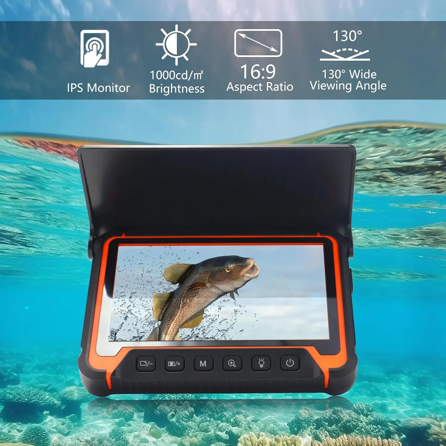 Underwater Fishing Camera 7'' IPS Screen Fish Camera 12 Infrared Lights 6H Battery Underwater Inspection Camera with DVR