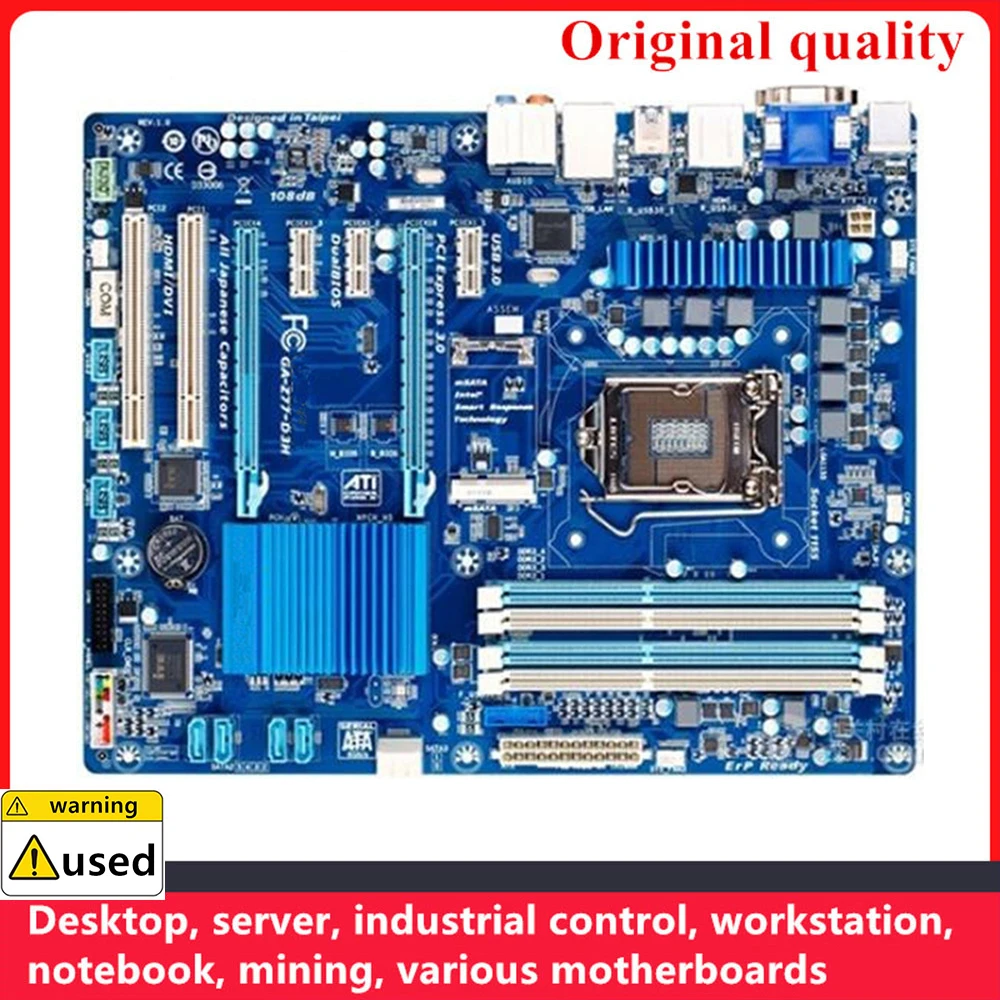 

For GA-Z77-D3H Z77-D3H Motherboards 1155 DDR3 32GB ATX For Intel Z77 Overclocking Desktop Mainboard SATA III USB3.0