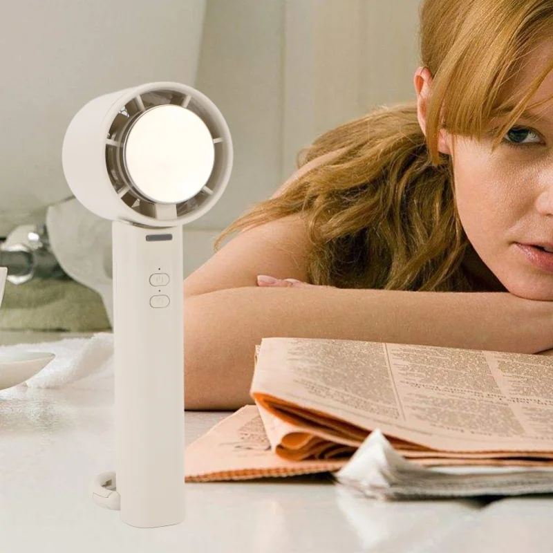 

Portable Handheld Fan Foldable Rechargeable 2000mAh 3 Speed Quiet Personal Fan Semiconductor Cooling Loop Buckle For Indoor