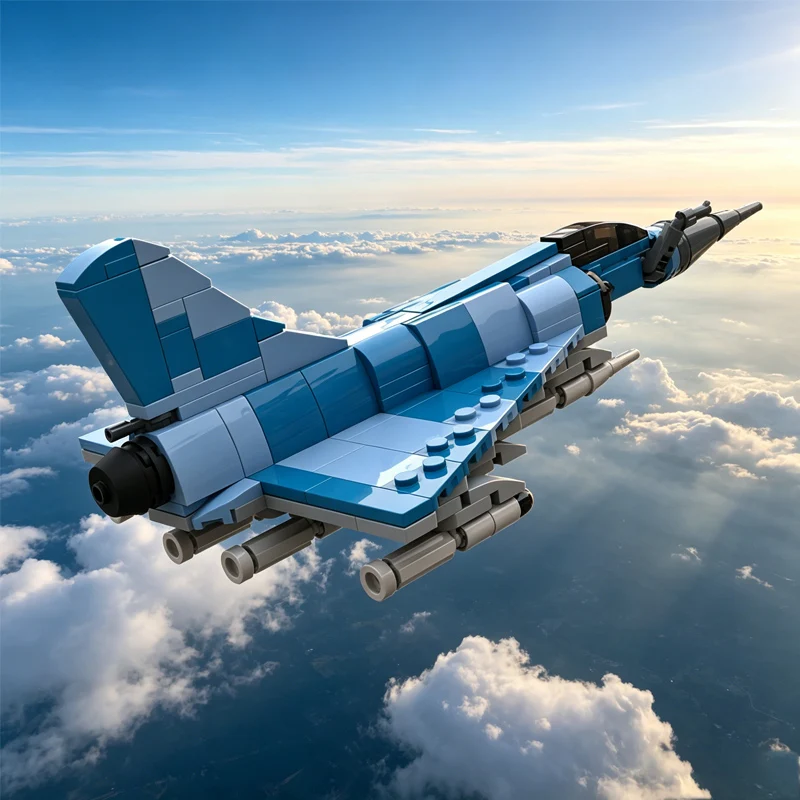 Blue Multirole Fighter Jet Model MOC Building Bricks War Equipment Modular Technology Gifts Holiday Assemble Children Toys Suit