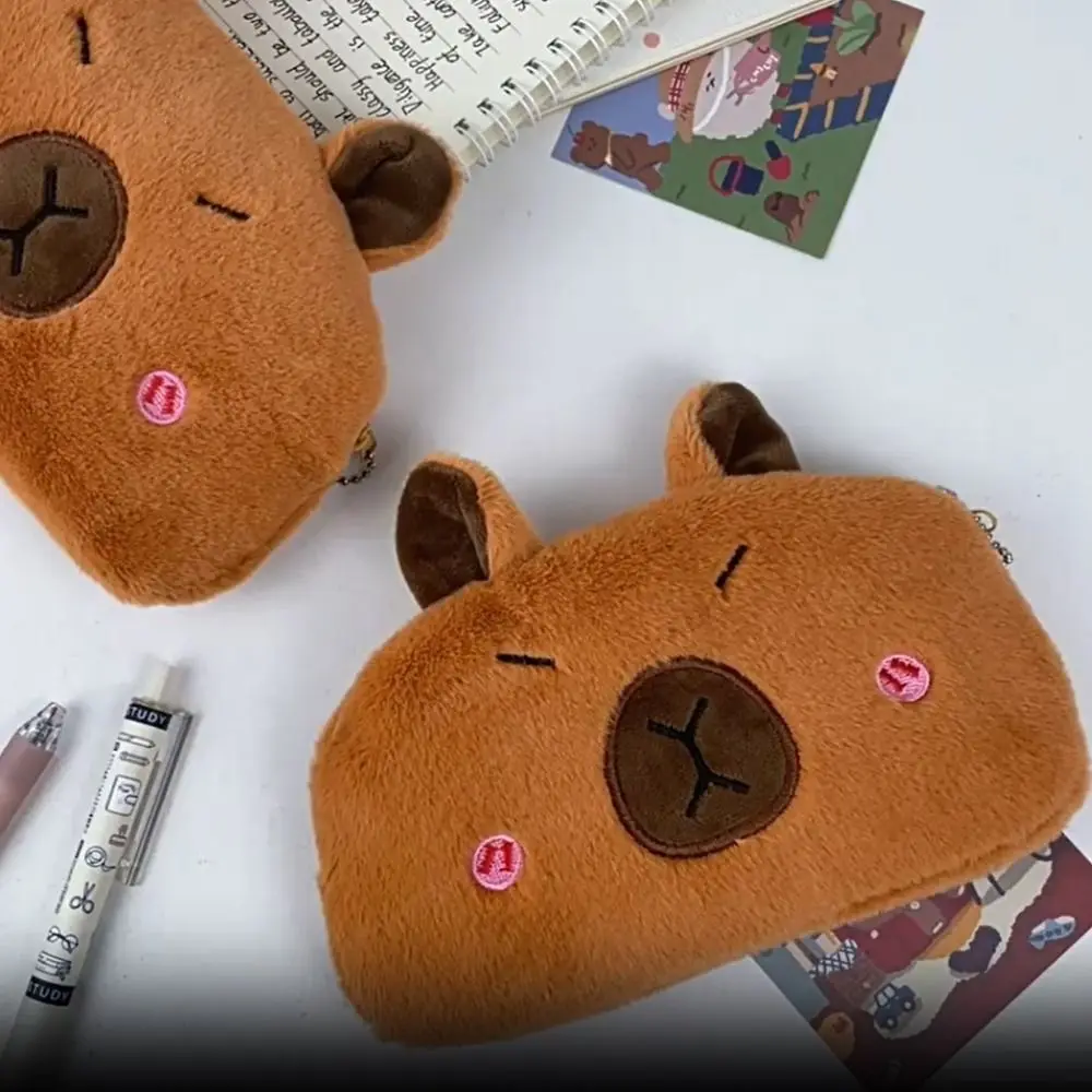 

Guinea Pig Capybara Plush Pen Bag Large Capacity Plush Doll Capybara Plush Pencil Case Cute Animal Guinea Pig Pen Pouch Student