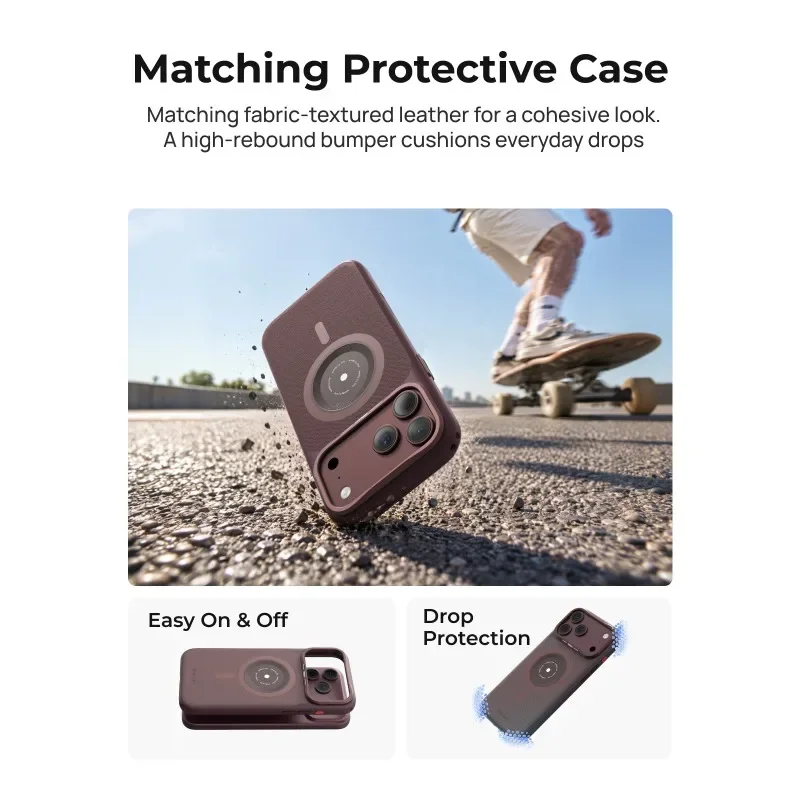 Telesin Camera Grip Kit for IPhone 18 Pro/Pro Max - Burgundy/Glacier, Mechanical Dial, Fn Button, 2X/3.5X Lens Ready