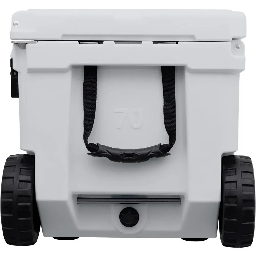 70qt Wheeled Ice Chest - Heavy Duty, High Performance Roto-Molded Commercial Grade Insulated Rolling Cooler(White)  Freight free