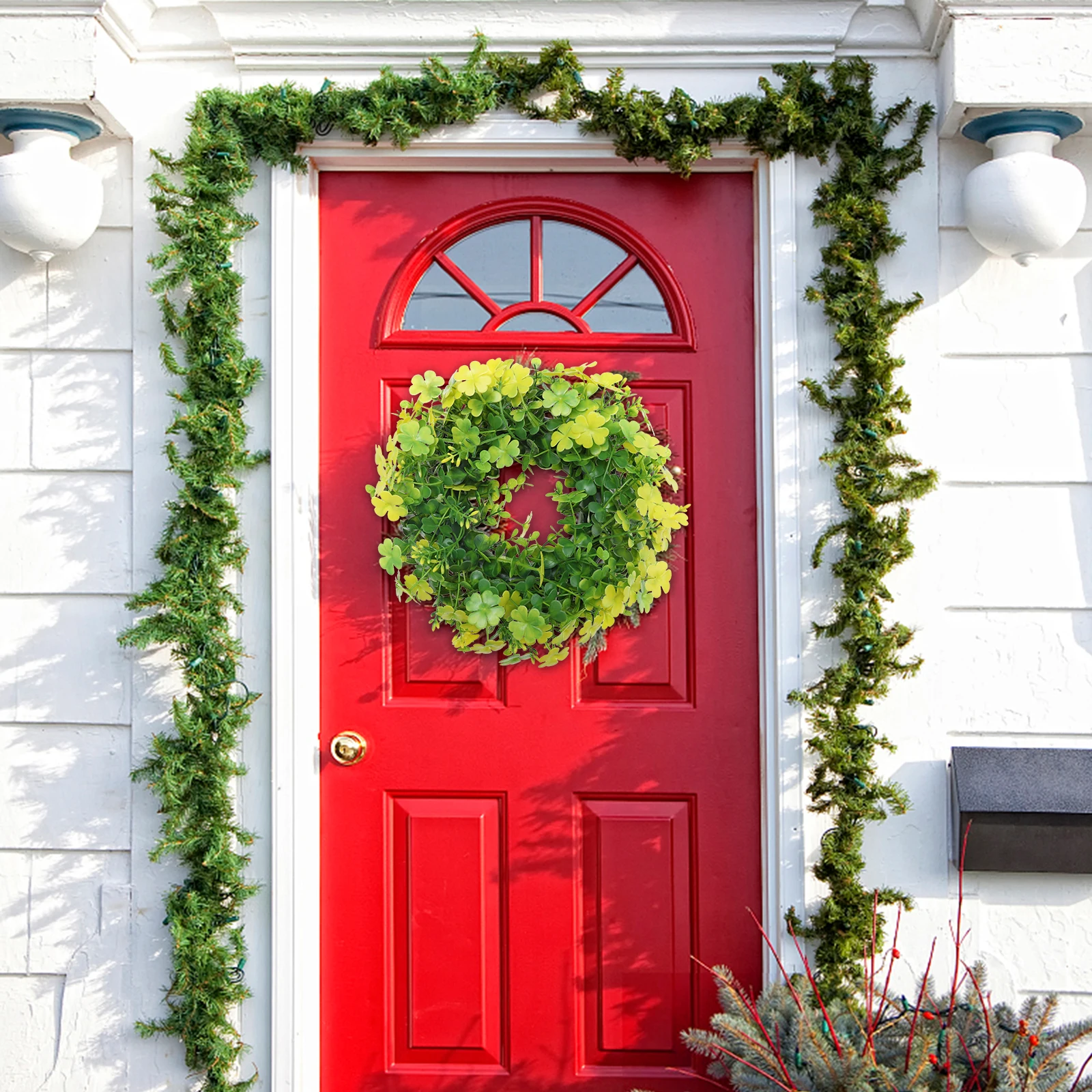

1pc St. Patrick'S Day Door Garland Hanging Pendant Party Wreath Decor Plastic Simulated Wreath Festival Ornament Lightweight