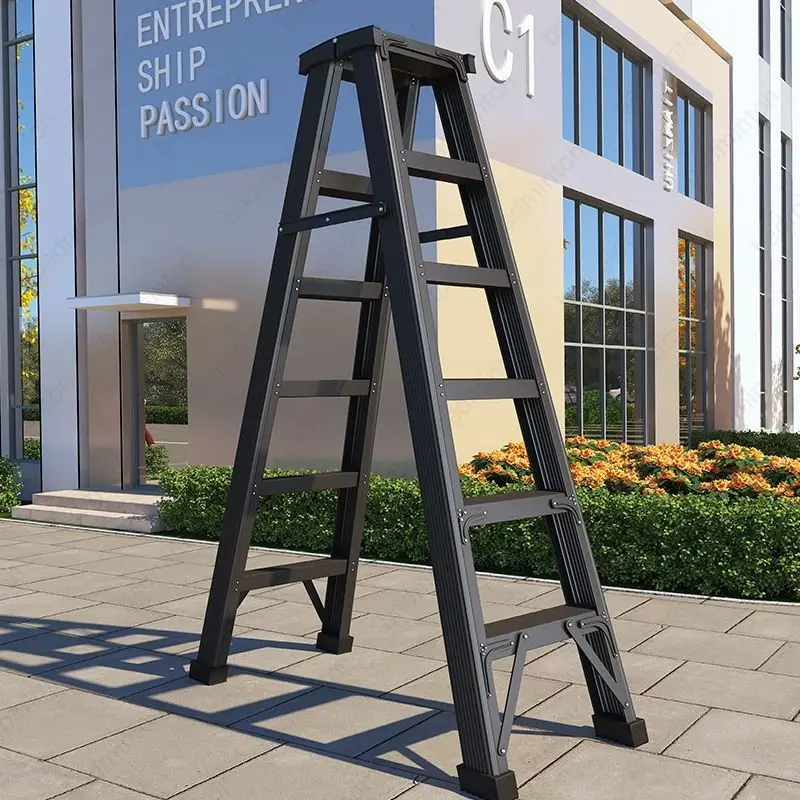 Double sided engineering building ladder with household aluminum alloy thickened by 2 meters and multifunctional indoor folding,