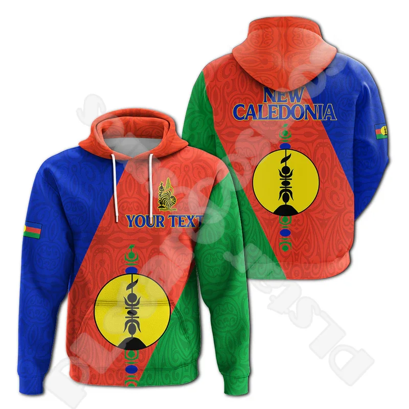 Custom Name New Caledonia French Polynesian Islands Flag Tattoo Retro Culture 3DPrint Pullover Harajuku Casual Hoodies Jacket 24