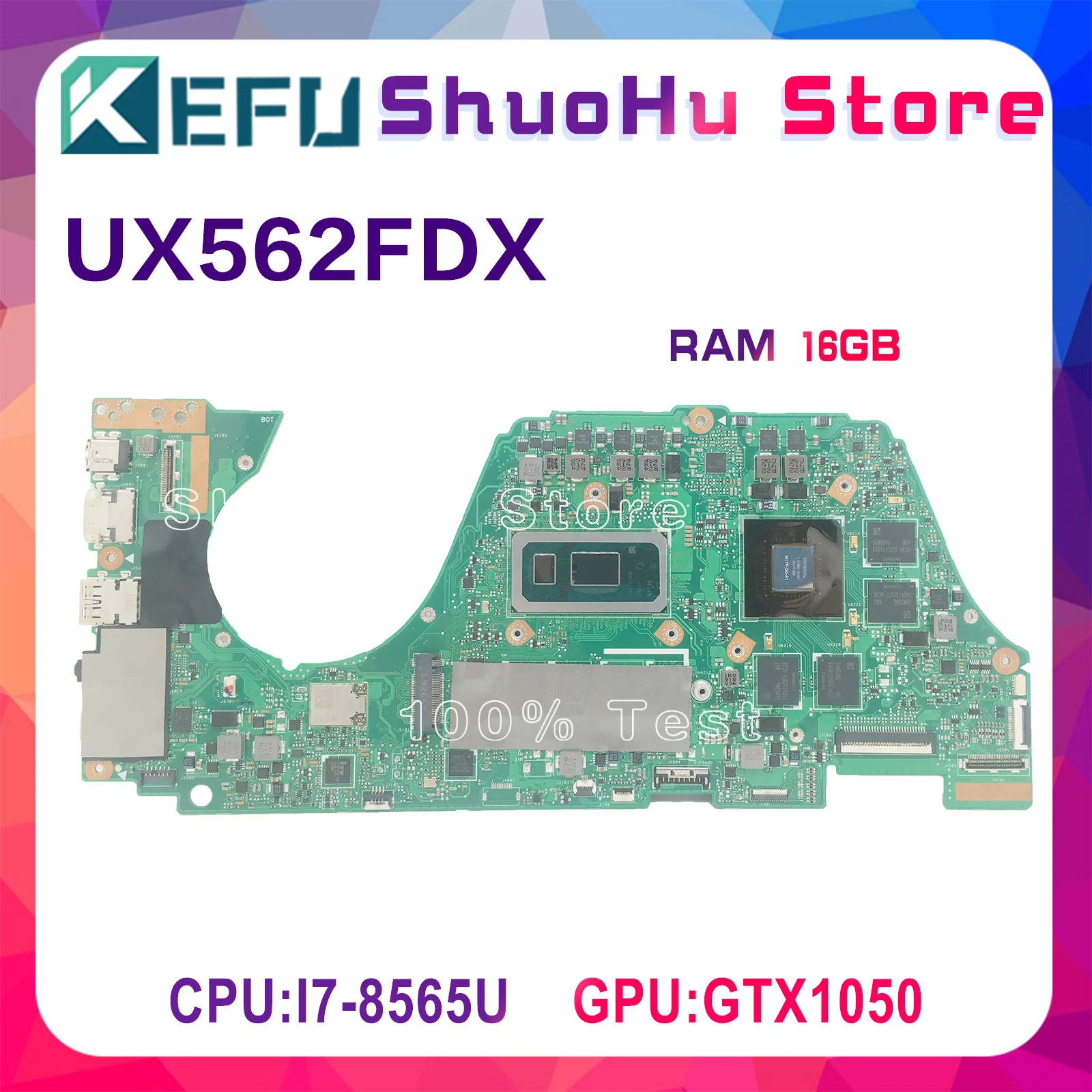 KEFU UX562FDX MAINboard For ASUS Zenbook Flip 15 UX562 UX562F UX562FD Q536FDX Laptop Motherboard With I7-8565U 16GB-RAM GTX1050