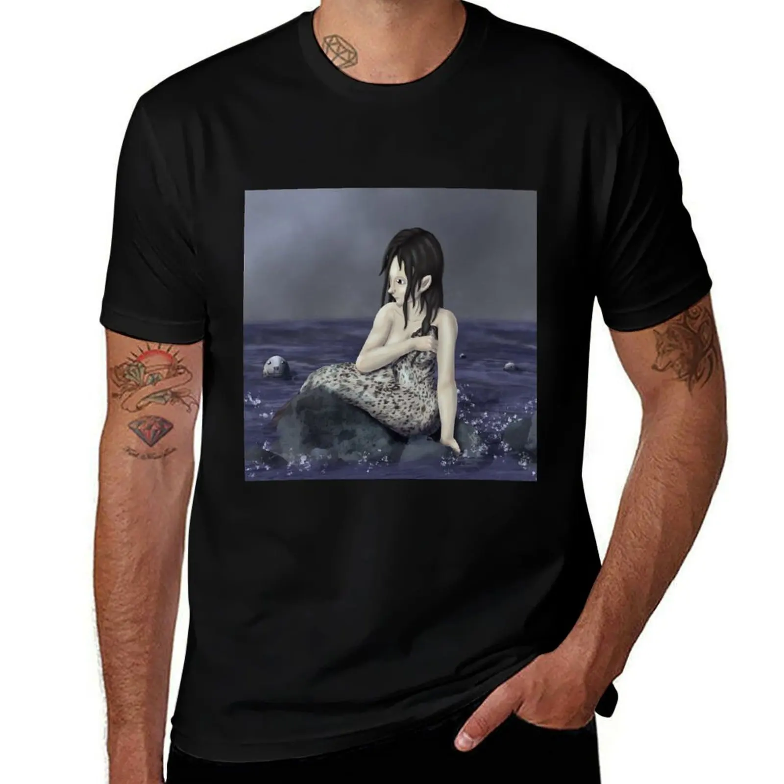 

Футболка Selkie, черная летняя рубашка, футболки с рисунком рэпера, рубашки, мужские однотонные футболки
