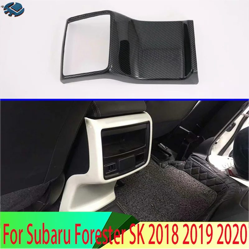 

For Subaru Forester SK 2018-2024 2020 Decorate Accessories Carbon Fiber Style Plated Armrest Box Rear Air Vent Frame Trim Cover
