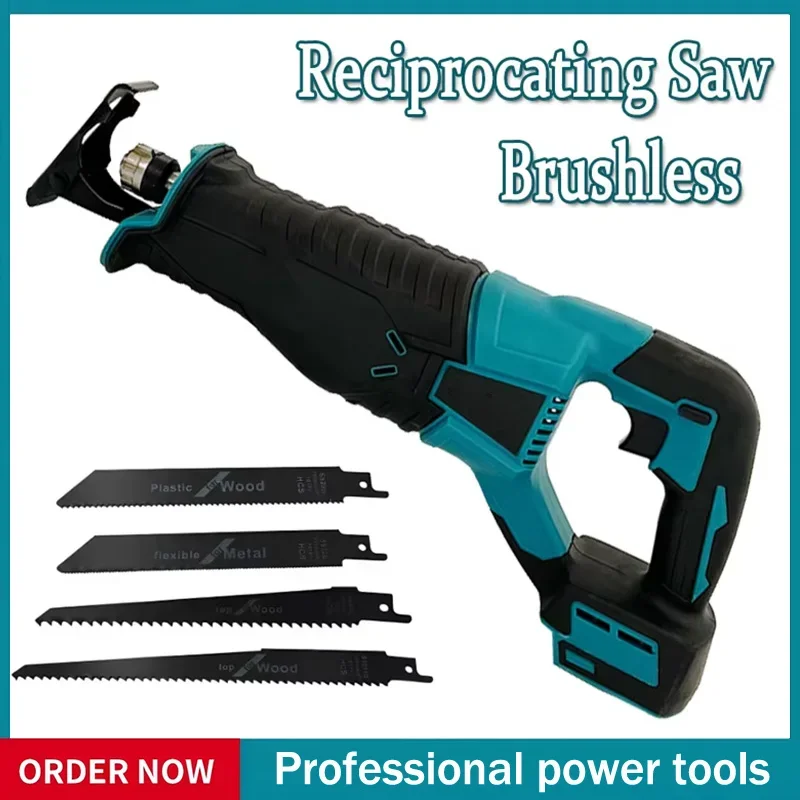 

Fit Makita Brushless Reciprocating Saw Reciprocating Saw Portable Cordless Power Tools With 4pcs Saw Blades For 20V18V Battery