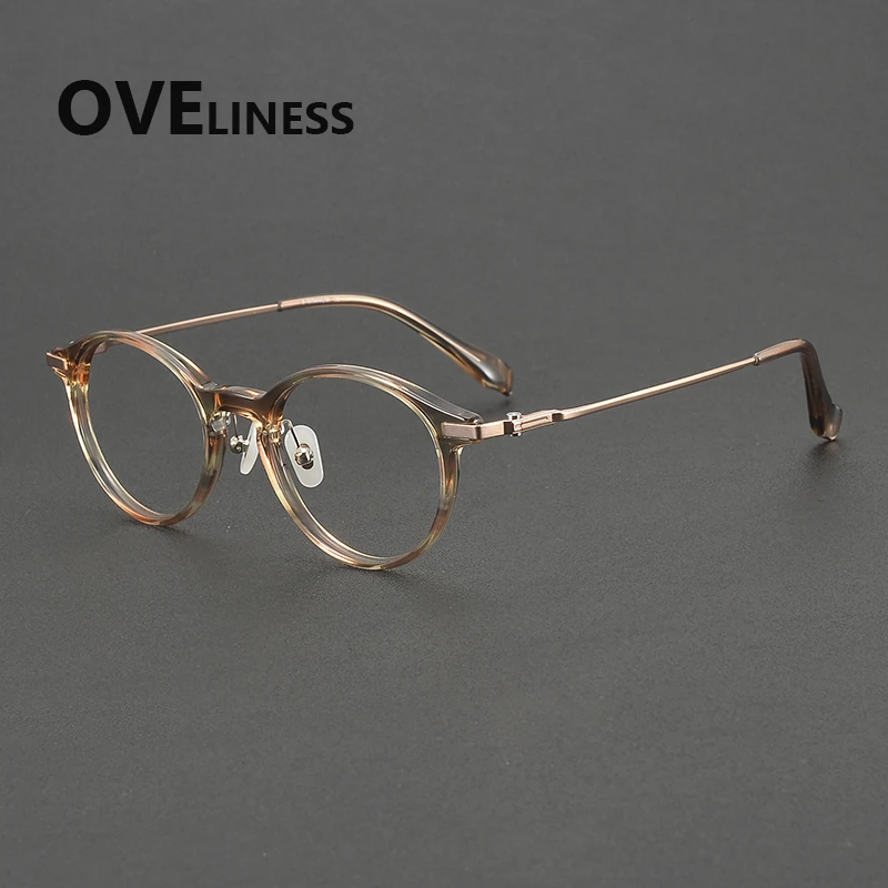 

2026 Acetate Titanium Glasses Frame Women New Brand Design Vintage Retro Round Eyeglasses frame Men Spectacles Japanese Eyewear