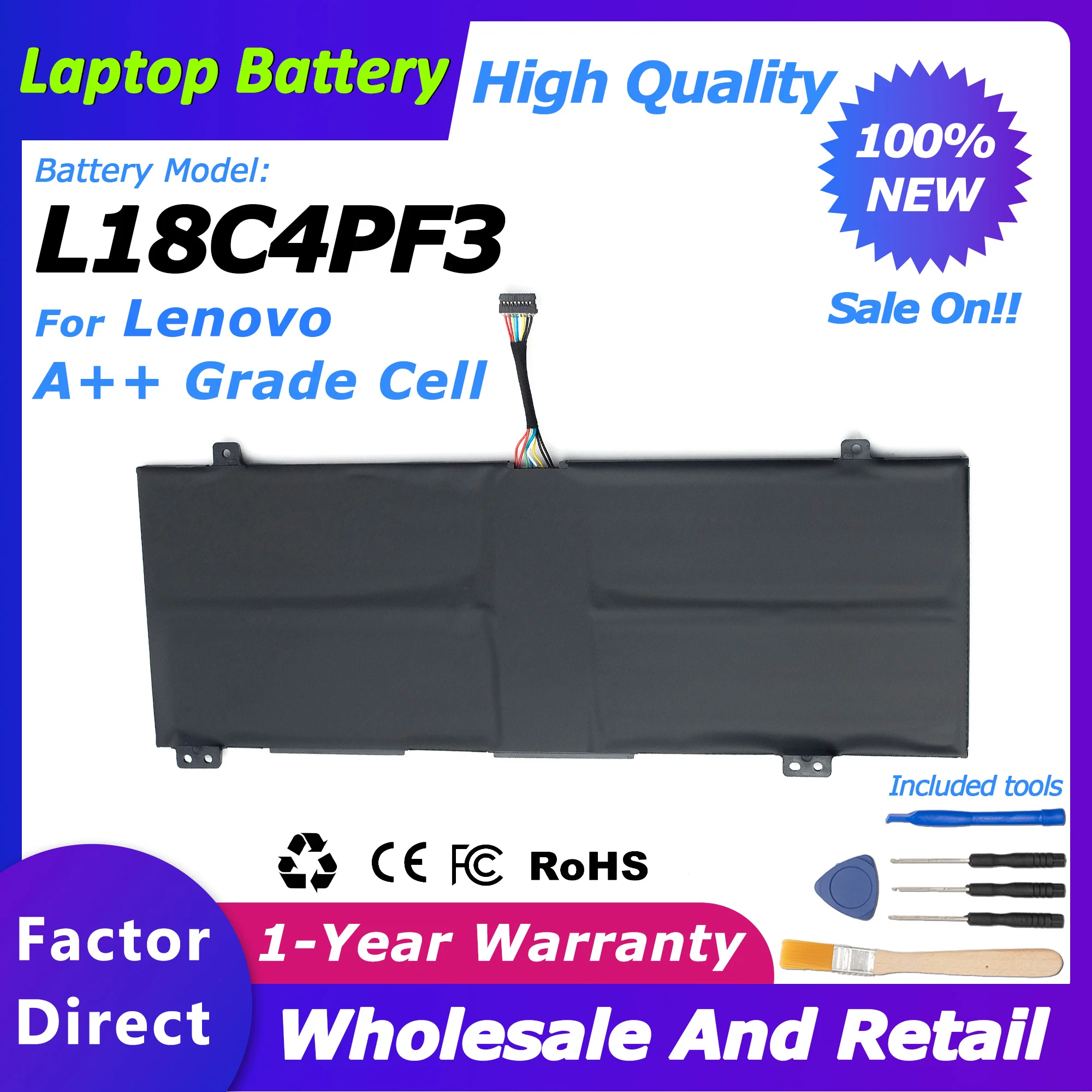 

L18C4PF3 45Wh 15.36V laptop battery L18C4PF3 for Lenovo Ideapad Flex-14IML/Flex-14IWL/Flex-14API series C340-14IWL/S540-14API