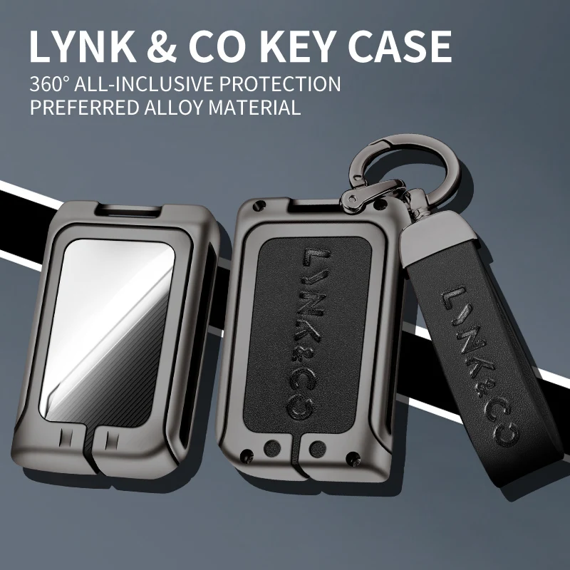 Metal Leather Key Case Cover for LYNK&CO 05 01 02 03 06 Remote Remote Key Protector Holder Auto Accessories