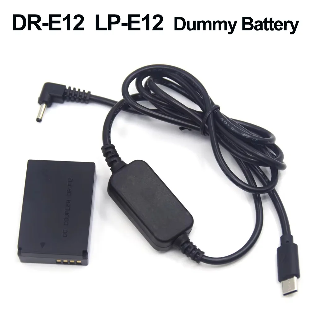 

USB Type C Power Cable DR-E12 DC Coupler LP-E12 Dummy Battery for Canon EOS M M2 M10 M50 M100 M200 Digital Camera