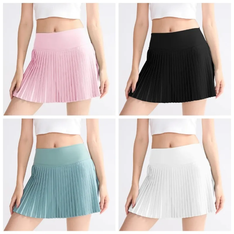 

Women's High Waist Pleated Gym Skirt - Solid Color Fast-Drying Tennis Skirt, Fashionable Cropped Fitness Wear for Yoga & Sports