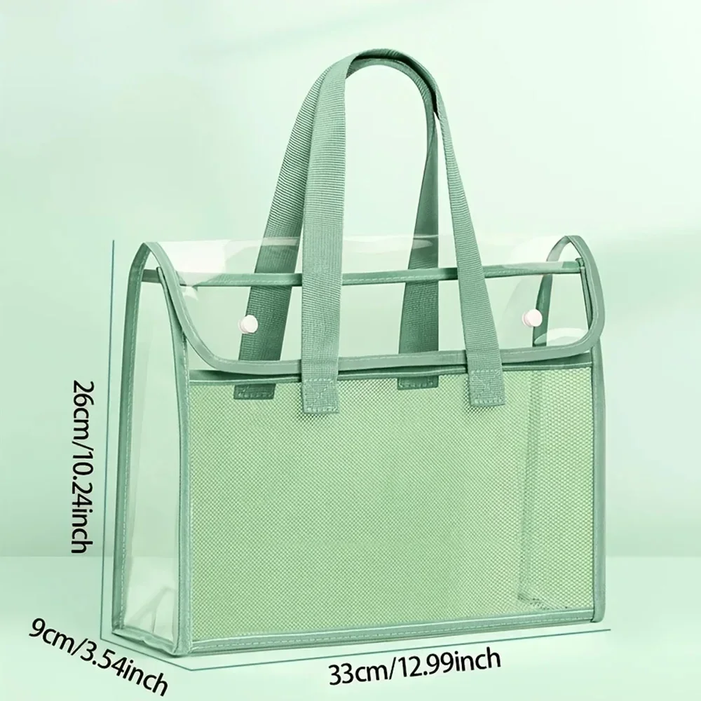 Borsa per documenti di grande capacità Cartella portatile impermeabile trasparente autoadesiva in PVC, borsa per archiviazione di file espandibile portatile