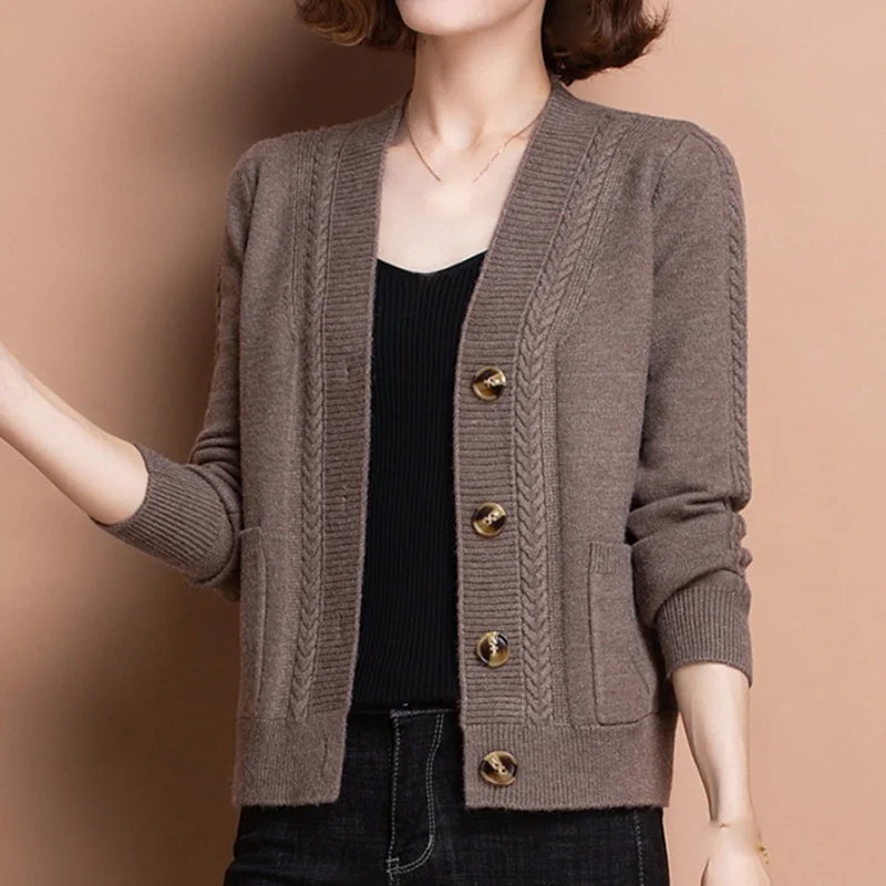 Autumn Winter Chic Women Sweaters Designer Solid Knitted Tops Lady Cardigan Pullover Korean Style Sweaters Long Sleeve Clothes