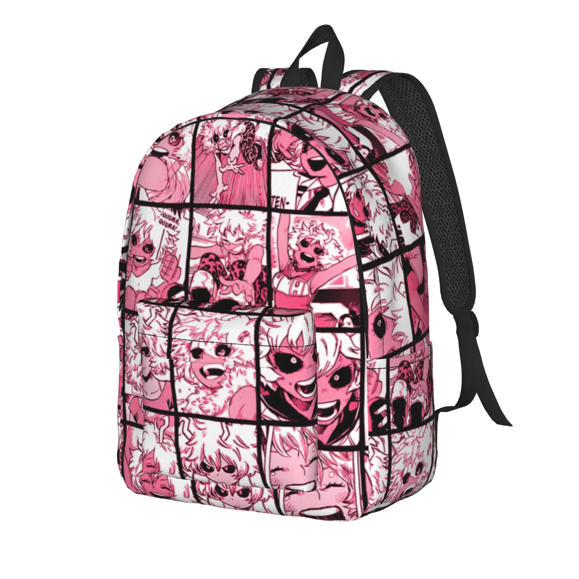 Mina Ashido Collage Fashion Backpack Outdoor High School Hiking Travel Academy Anime Daypack for Men Women College Shoulder Bag