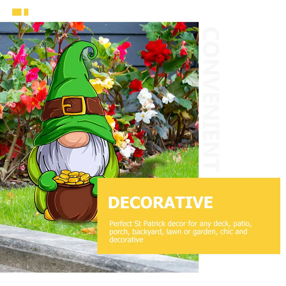 

Garden Outdoor St Patrick Yard Gnomes Sign Festival Lawn Stake Holiday Outdoor Decoration Party Yard Sign Patrick Decor