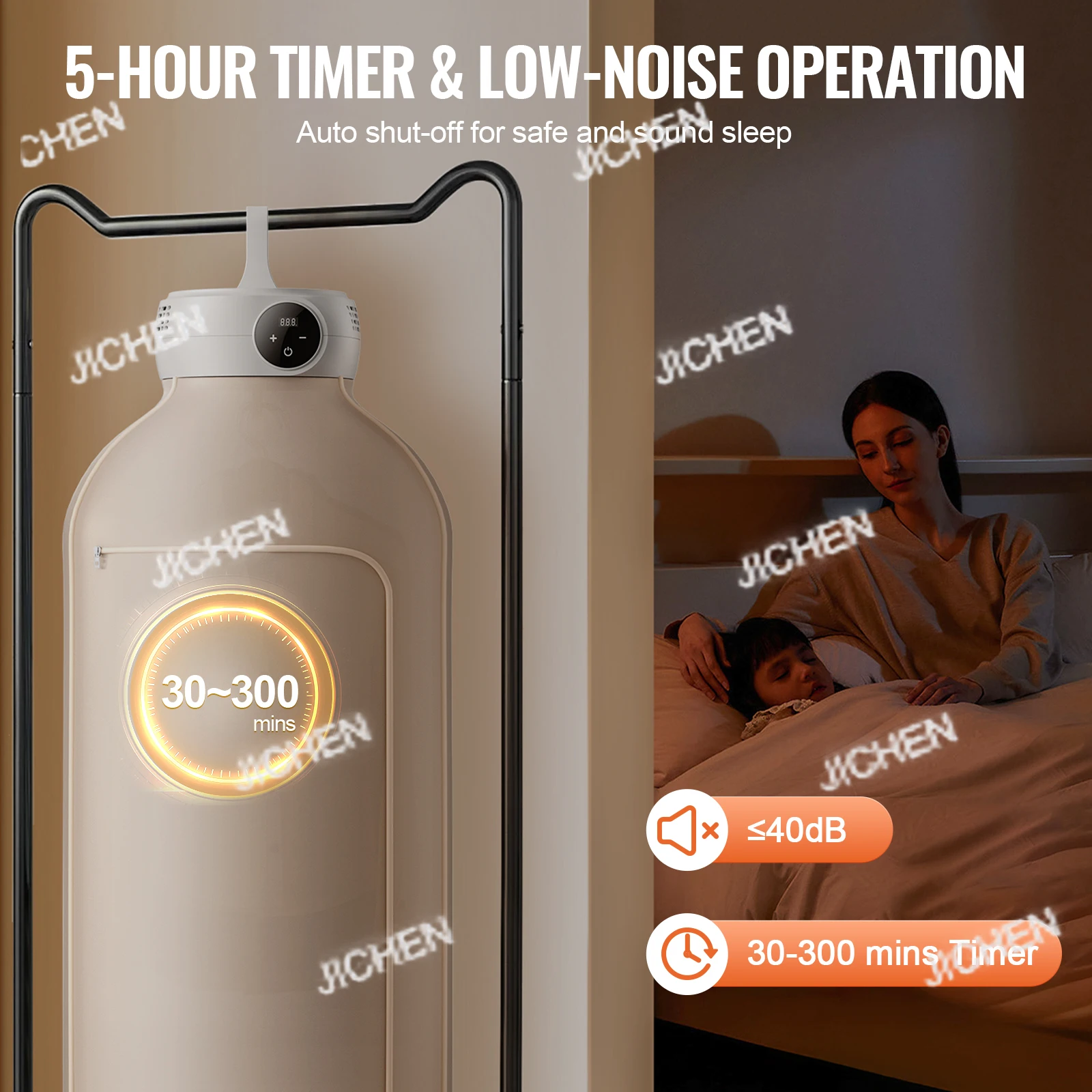 JC مجفف ملابس محمول مع حقيبة مجفف 600 واط مجفف صغير قابل للطي مع مؤقت 5 ساعات وشاشة LED لمسكن الشقق RVs أو الساخن #5