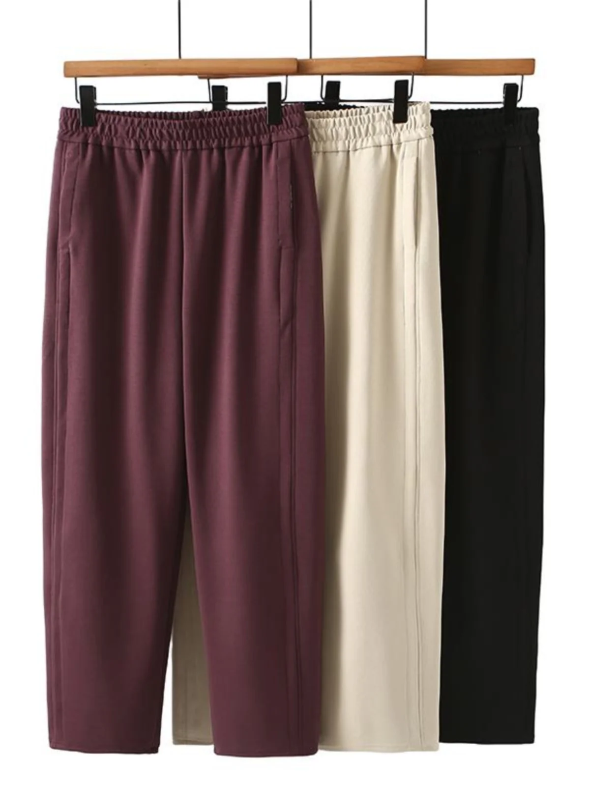 plus Size Women's Casual Trousers High Waist Elastic Floor-Length Straight Leg Pants All-Match  Color Spring Autumn New ...