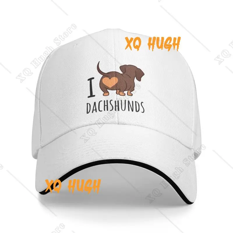 Personalized I Love Dachshunds Baseball Cap Outdoor Women Men's Adjustable Badger Wiener Sausage Dog Dad Hat Summer