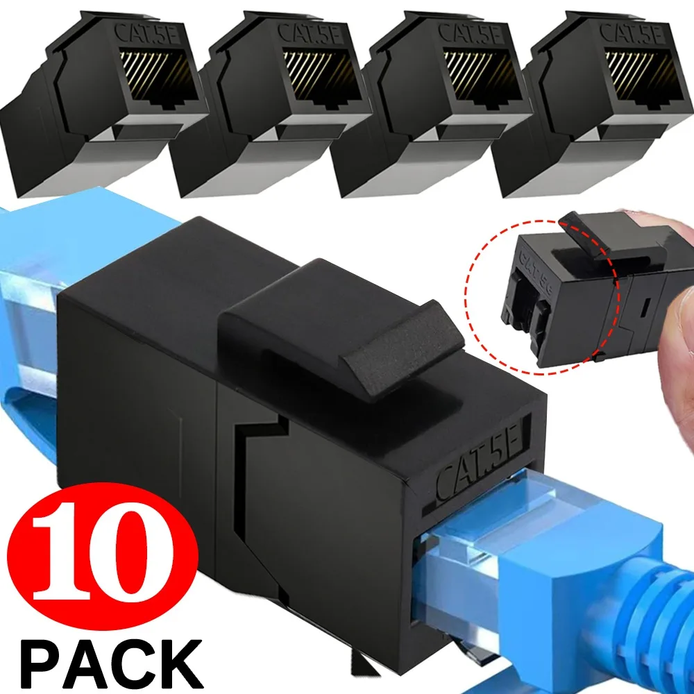 1-10pcs RJ45 Straight-Through CAT5e Network Connector Dust-proof Door&Curved Style Cat5e Adpeter Ethernet Connector Jack Coupler