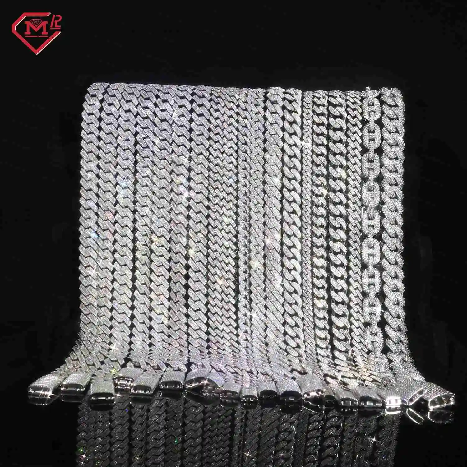 

VVS Diamond Moissanite Cuban Chain Hip Hop 925 Sterling Silver Iced Out Moissanite Cuban Link Chain