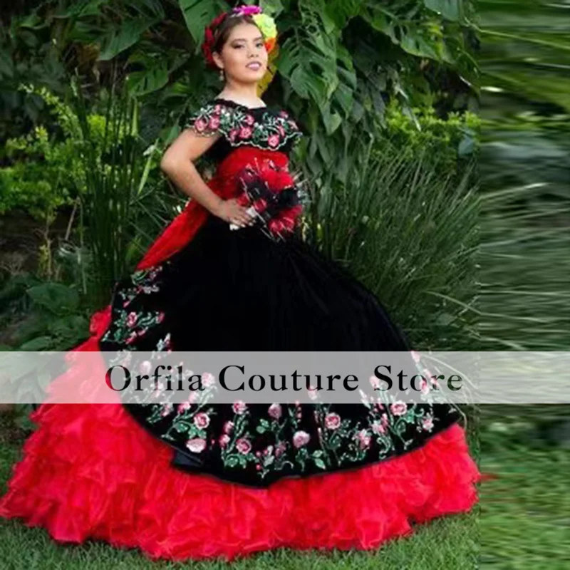 Charro Quinceanera Dresses Embroidery Charro vestidos de 15 años Sweet 16 Birthday Custom Made XV Prom Gowns Customized